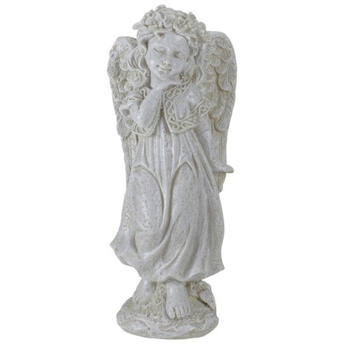 Northlight 9.75" Ivory Standing Angel with Floral Crown Outdoor Garden Statue - image 1 of 4