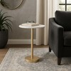 Elegant End Table, Side Table, or Small Night Stand for Room Decor - Bold Hammered Metal Bedside Table with Polished Marble Top for Small Spaces - 2 of 4