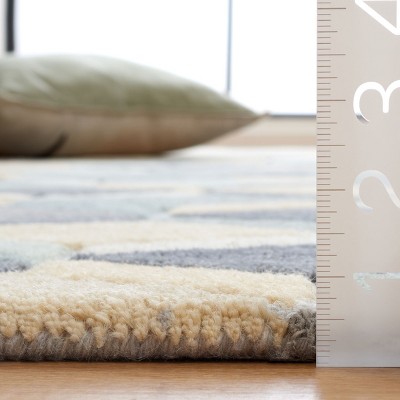 Geometric Beige and Gray Hand-Tufted Wool Area Rug