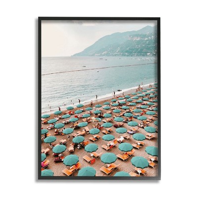 Stupell Industries Beach Umbrellas Coastal Vacation Framed Giclee