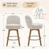 Bekrvio 26" Swivel Counter Height Bar Stools Set of 1/2/3/4,Fabric Upholstered Bar Chairs with Walnut Wood Legs, Counter-Height Kitchen Island Stools - 2 of 4