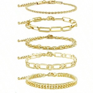 Waterproof Stainless Steel Bracelet, Dainty Layered Set for Women - 1 of 4