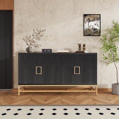 Rattan Cabinet, Sideboard Buffet Cabinet With 2 Adjustable Height Shelf ...