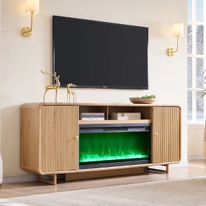 Fireplace TV Stand for Up to 80 inch TVs, Modern Entertainment Center with 36" Electric Fireplace & Adjustable Shelves for Living Room - 1 of 4