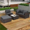 CAVINAS Patio Sofa Set, PE Rattan Outdoor Sectional Furniture with Tempered Glass Coffee Table, Modern Lawn Furniture Set for Garden - 3 of 4