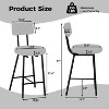 Modern Upholstered Bar Stools Set of 2, Counter Height Bar Chairs with Round Seat, High Back, Comfortable Footrest - 2 of 4