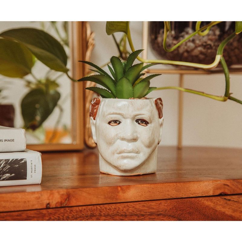 Silver Buffalo Halloween Michael Myers 3-Inch Ceramic Mini Planter With Artificial Succulent, 4 of 10
