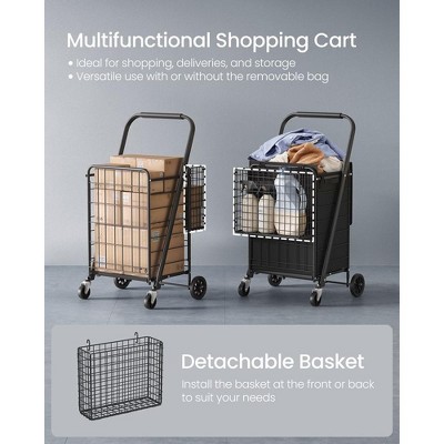 Foldable Black Alloy Steel Utility Cart with Swivel Wheels