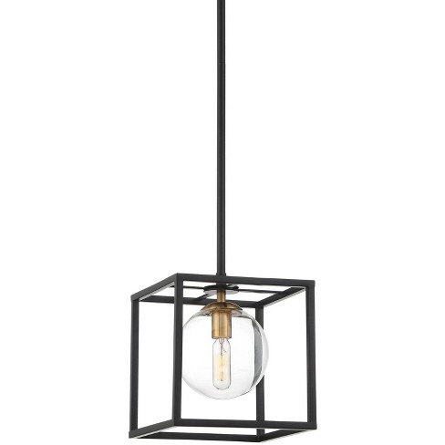 Possini Euro Design Black Cage Pendant Light 8 Wide Modern Clear Glass Orb  Square Open Shade Fixture Kitchen Island Dining Room : Target