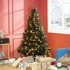 HOMCOM 6 FT Tall Pre-Lit Douglas Fir Artificial Christmas Tree with Realistic Branches, 250 Warm White LED Lights and 1000 Tips, Black - 2 of 4