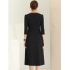 INSPIRE CHIC Women's Elegant Split Neck Side Zipper Pockets 3/4 Sleeve Work A-Line Dress - 4 of 4
