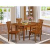 HomeStock 5-Pc Saddle Brown Finish Solid Wood Top - Dining Room Set with Leaf - Seats 4 - 2 of 4