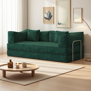 78.8" Corduroy Modular Convertible Sofa Bed with Folding Seat & Semi-Circular Arms - 1 of 3