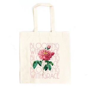 City Creek Prints Blooming With Grace Flower Canvas Tote Bag - 15x16 - Natural - 1 of 2
