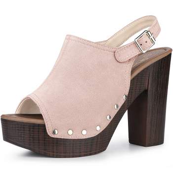 Perphy Women's Slingback Buckle Strap Platform Chunky High Heel Sandals