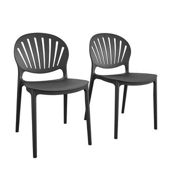 2pk Indoor/Outdoor Stacking Resin Chairs with Shell Back - Room & Joy
