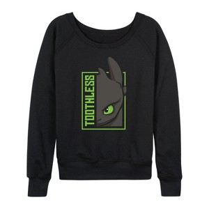 Women's - How to Train Your Dragon - Toothless Lightweight French Terry Wide Neck Long Sleeve Shirt - 1 of 4