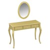Luxury Makeup Vanity Desk with Wall-Mounted Oval Mirror, 3-Drawer Dressing Table for Cosmetics Jewelry Storage - 2 of 4