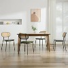 TYBOATLE Dining Chairs Set of 2, Mid-Century Modern Rattan Back Chairs with Black Faux Leather, Metal Legs, Boho Cane Chairs for Dining Room - 3 of 4