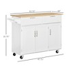 NicBex Mobile Kitchen Island Cart Multifunctional Kitchen Carts on Wheels with Storage with 2 Cabients and 2 Drawer for Dining Rooms, White - 2 of 4