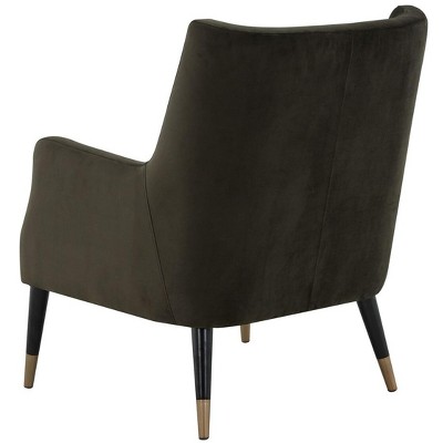 Black Velvet Transitional Arm Chair with Wood Legs