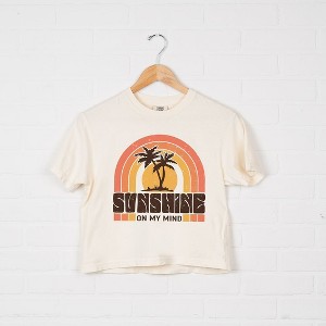 Simply Sage Market Women's Sunshine On My Mind Rainbow Short Sleeve Relaxed Fit Cropped Tee - 1 of 3