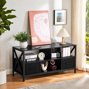 Acekool TV Stand for 50" TV, Black Entertainment Center with 2 Removable Fabric Drawers, Media Console Table for Bedroom & Living Room - 1 of 4