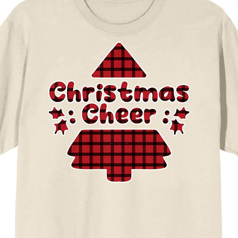Handwritten Holiday Christmas Cheer Crew Neck Short Sleeve Natural Adult T-shirt, 2 of 3