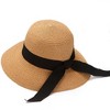 Anna-Kaci Wide Brim Straw Sun Hat with Black Ribbon Bow Adjustable Chin Strap Inner Sweatband for Outdoor and Travel Use - 3 of 4