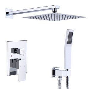 SEVOBAL Shower Faucets, Wall Mounted Complete Shower System with Rainfall Shower Head and Handheld Spray for Bathroom, Silver, 21.06"*14.57"*6.3" - 1 of 4