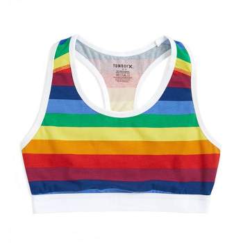 Tomboyx V-neck Bralette, Cotton Adjustable Straps Rainbow Pride Stripe X  Small : Target