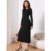 INSPIRE CHIC Women's Crewneck Knit Long Sleeve Midi Ribbed A-Line Sweater Dress - 3 of 4