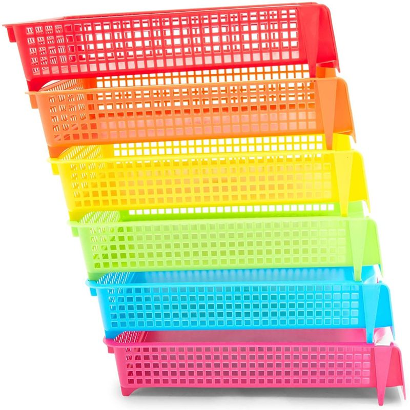 Bright Creations Set of 6 Rainbow Turn In Trays for Teachers, Plastic Classroom Paper Organizers, Colorful Storage Baskets for Office, 10 x 3 x 13 In, 5 of 9
