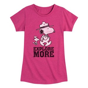 Girls' - Peanuts - Explore More Art Fitted Short Sleeve Graphic T-Shirt - 1 of 4