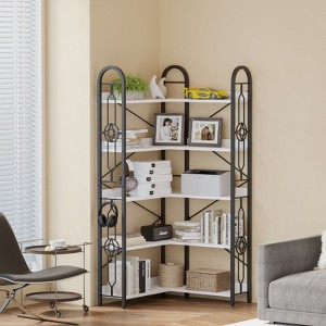 CAVINAS 7-Tier Industrial Corner Bookshelf with Open Design,L-Shaped Metal Bookcase for Living Room,Kitchen,Space Saving Storage Shelves Organizer - 1 of 4