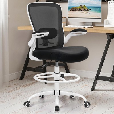 KERDOM Drafting Chair Tall Office Chair, Adjustable High, Breathable Mesh Fabric, Durable and Reliable, White