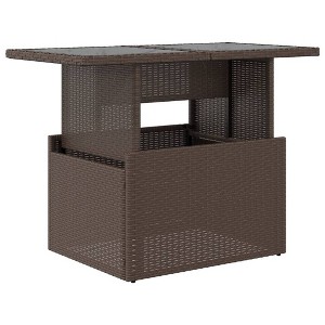 vidaXL Garden Table Brown PE Rattan, Powder-Coated Steel, Tempered Glass - 1 of 1