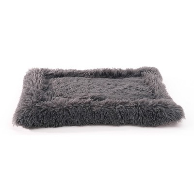 Precious Tails Eyelash Faux Fur Bordered Cat and Dog Mat - S - Gray