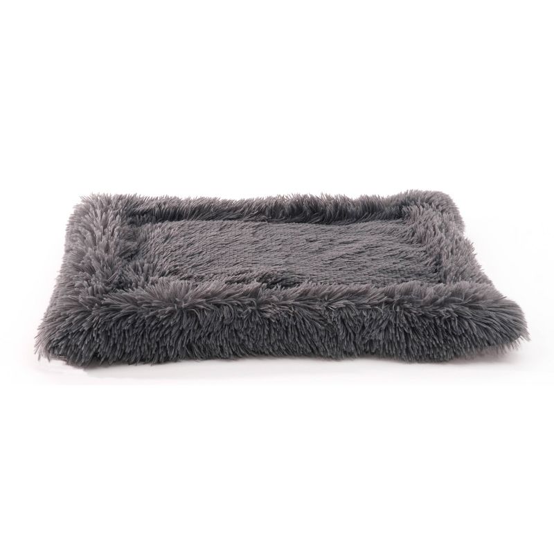 Precious Tails Eyelash Faux Fur Bordered Cat and Dog Mat - S - Gray, 1 of 7