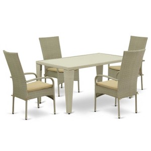 HomeStock 5-Piece Natural Oak Finish Solid Wood Top Dining table with 4 Chairs - 1 of 4