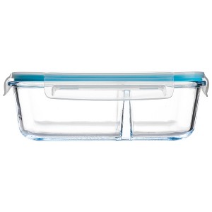 Lexi Home 2-Compartment 33 oz. Glass Container with Locking Lid in Aqua - 1 of 4