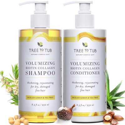 Tree To Tub Biotin Shampoo and Conditioner - Gentle Hair Thickening Shampoo and Conditioner for Fine Hair, Sensitive Scalp Shampoo and Conditioner Set