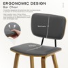 Bekrvio 26" Counter Height Bar Stools - PU Leather Upholstered with Backs, Bent Wood Legs, Mid Century Modern Counter Stools for Kitchen Island - 3 of 4