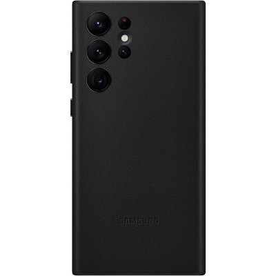Samsung Galaxy S22 Ultra Leather Cover, Protective Phone Case, Camera Lens Protection, Shockproof, Premium, Elegant, Slim Design, US Version, Black