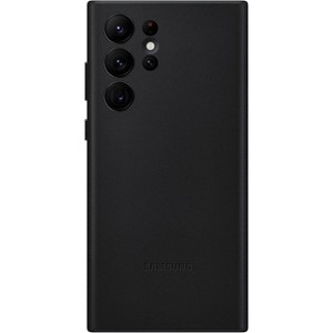Samsung Galaxy S22 Ultra Leather Cover, Protective Phone Case, Camera Lens Protection, Shockproof, Premium, Elegant, Slim Design, US Version, Black - 1 of 2
