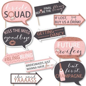 Big Dot of Happiness Funny Bride Squad - Rose Gold Bridal Shower or Bachelorette Party Photo Booth Props Kit - 10 Piece - 1 of 4