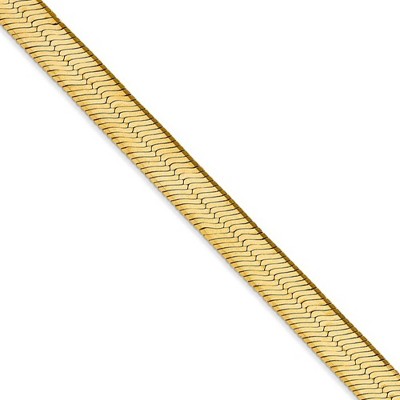 Black Bow Jewelry 6.5mm, 14k Yellow Gold, Solid Herringbone Chain Necklace
