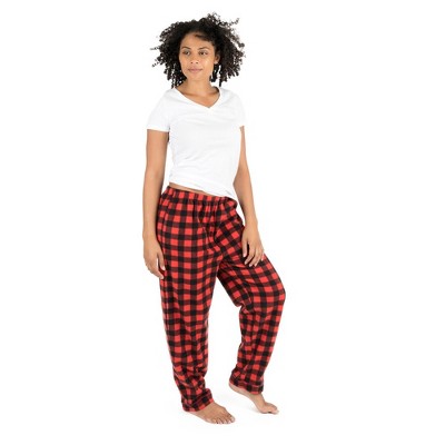 Leveret Womens Fleece Christmas Pants Plaid Black And Red L : Target