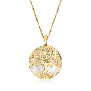 Ross-Simons Mother-Of-Pear Tree Of Life Pendant Necklace in 18kt Gold Over Sterling Size 18 - 1 of 4