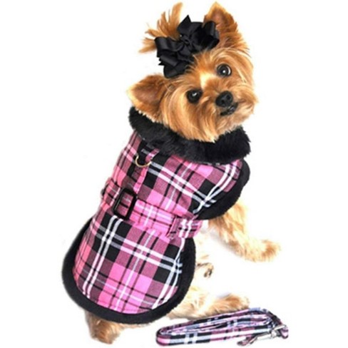 Fleece-lined Dog Harness Coat - Pink & White Plaid(2x-large) : Target